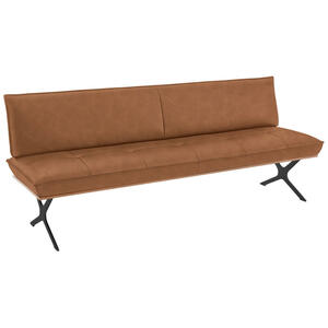 Koinor Sitzbank, Schwarz, Cognac, Holz, Metall, Leder, Echtleder, Büffelleder, Nussbaum, furniert, 3-Sitzer, 214x88x66 cm, Goldenes M, Dgm, Fußauswahl, Lederauswahl, Stoffauswahl, Typenauswahl, mit