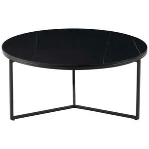 Livetastic Couchtisch, Schwarz, Metall, Keramik, rund, Flachrohr, 80x37 cm, Wohnzimmer, Wohnzimmertische, Couchtische