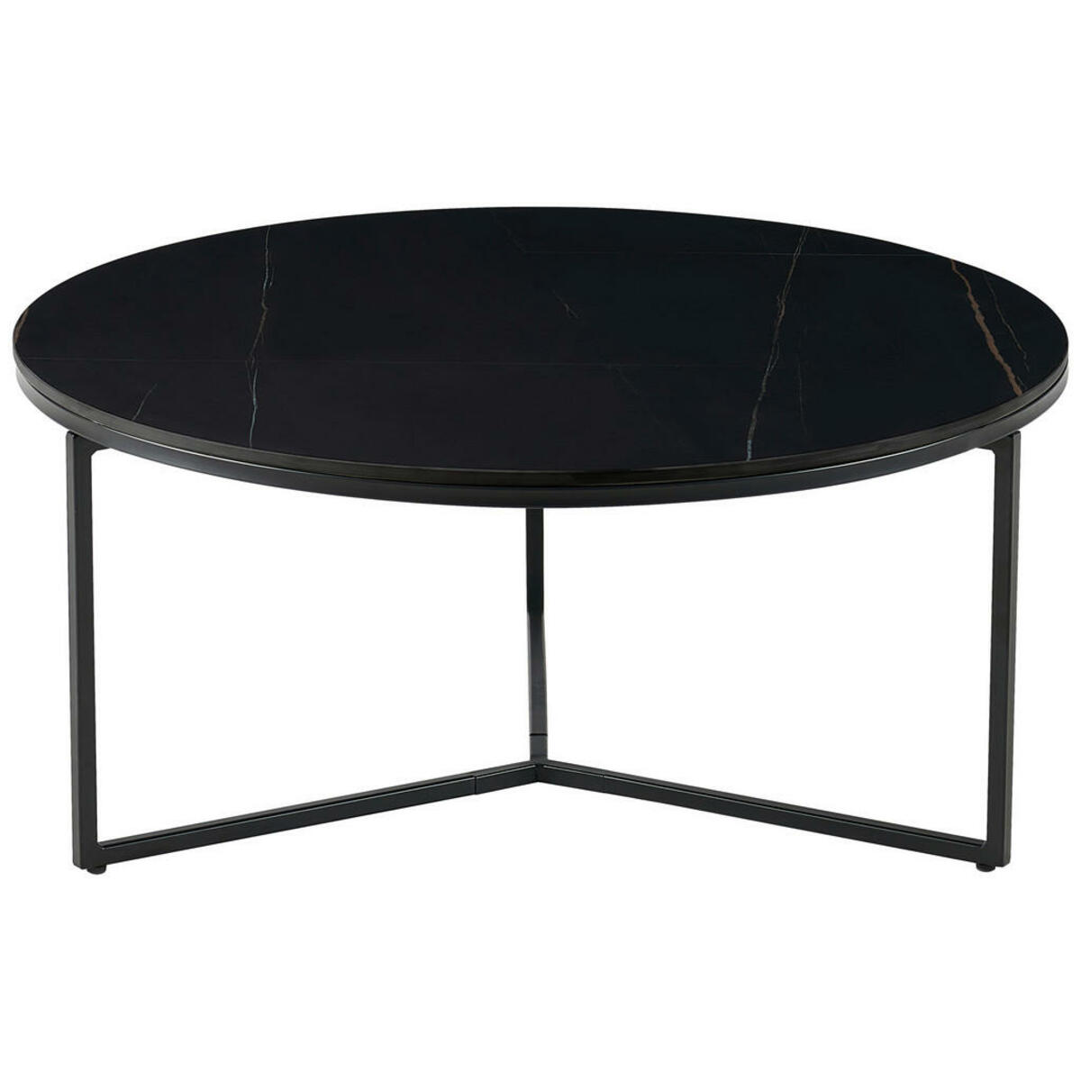 Bild 1 von Livetastic Couchtisch, Schwarz, Metall, Keramik, rund, Flachrohr, 80x37 cm, Wohnzimmer, Wohnzimmertische, Couchtische