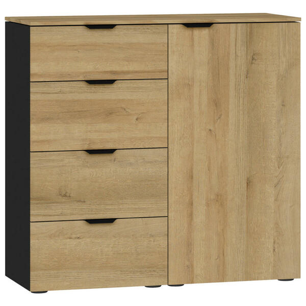 Bild 1 von Jutzler Kommode, Schwarz, Eiche, Holzwerkstoff, 2 Fächer, 4 Schubladen, 90x87x43 cm, Typenauswahl, in verschiedenen Größen erhältlich, Garderobe, Garderoben Kommoden