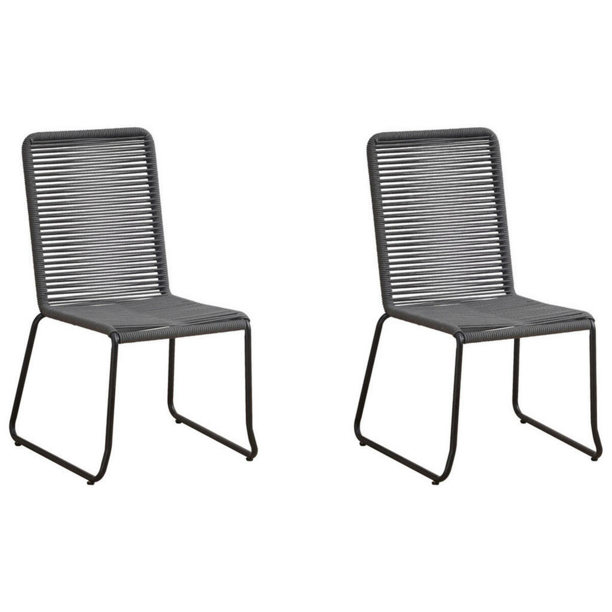 Bild 1 von Mid.you Gartenstuhl-Set, Anthrazit, Naturmaterialien, zylindrisch, 60x89x44 cm, Gartenmöbel, Gartenstühle