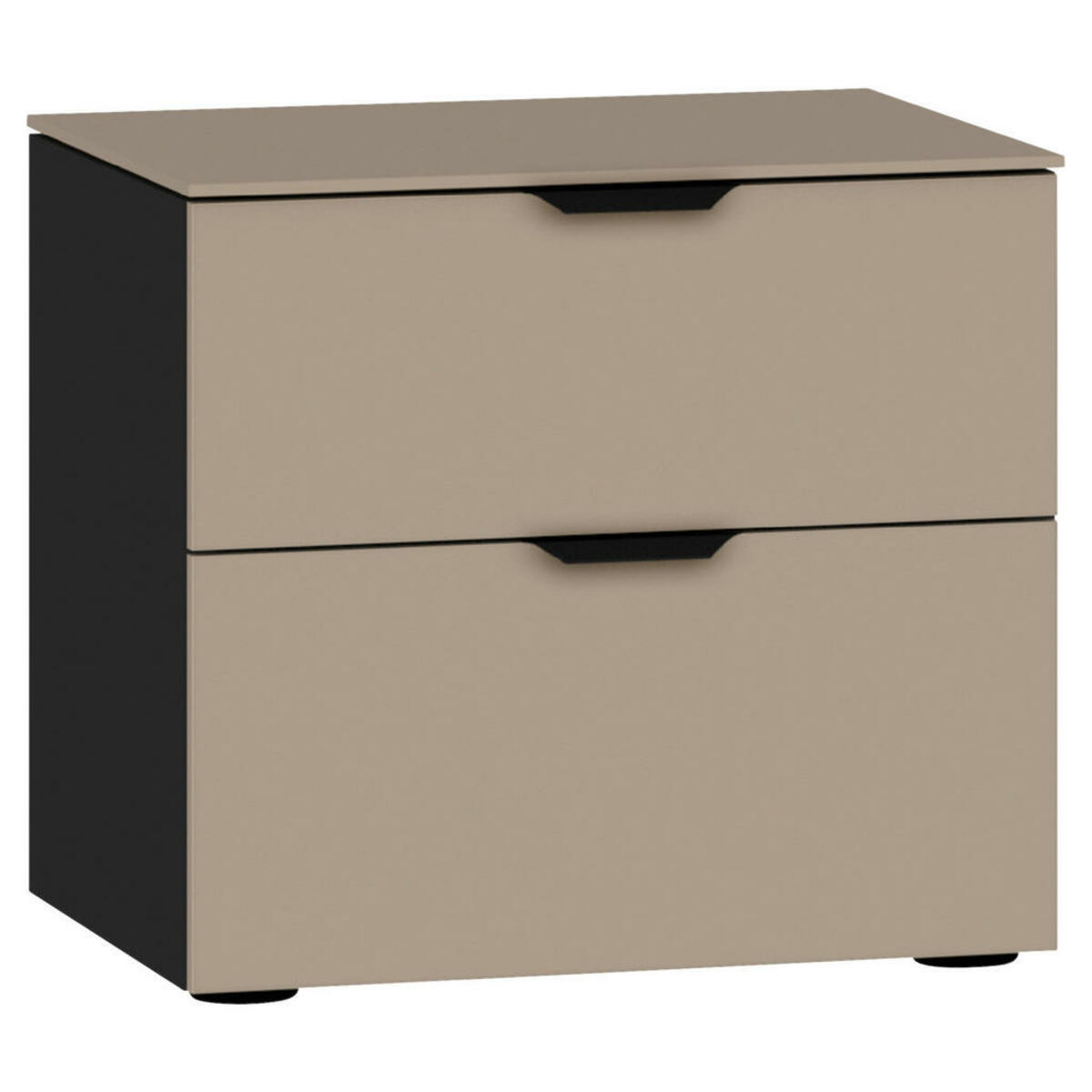 Bild 1 von Jutzler Nachtschrank, Schwarz, Hellbraun, Metall, 2 Schubladen, 45x42x43 cm, Typenauswahl, Schlafzimmer, Nachttische