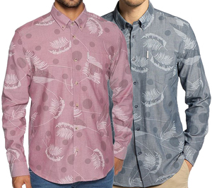 BEN SHERMAN Hemd Herren Webmuster-Hemd Regular Fit Baumwolle 0049009 Rosa oder Blau