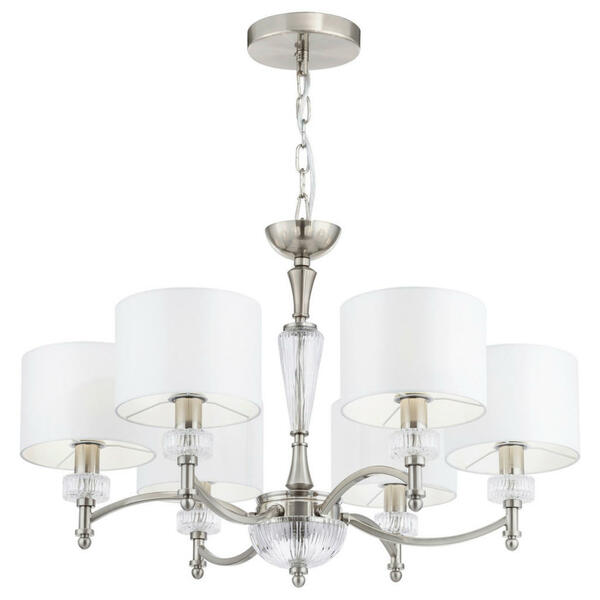 Bild 1 von Kronleuchter, Nickel, Metall, Glas, Textil, 70x46x70 cm, CE, beliebig kürzbar, gleichmäßige Lichtverteilung, Lampen & Leuchten, Innenbeleuchtung, Hängelampen, Kronleuchter