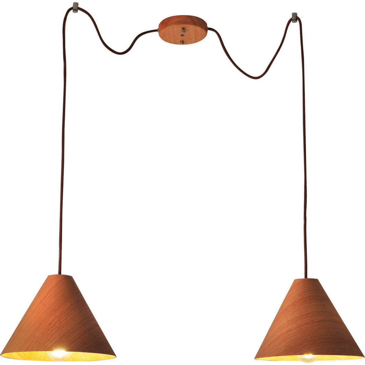 Bild 1 von Fabas Luce Pendelleuchte Esino, Holz, Textil, Walnuss, 350 cm, ISO 9001, höhenverstellbar, Lampen & Leuchten, Innenbeleuchtung, Hängelampen, Pendelleuchten