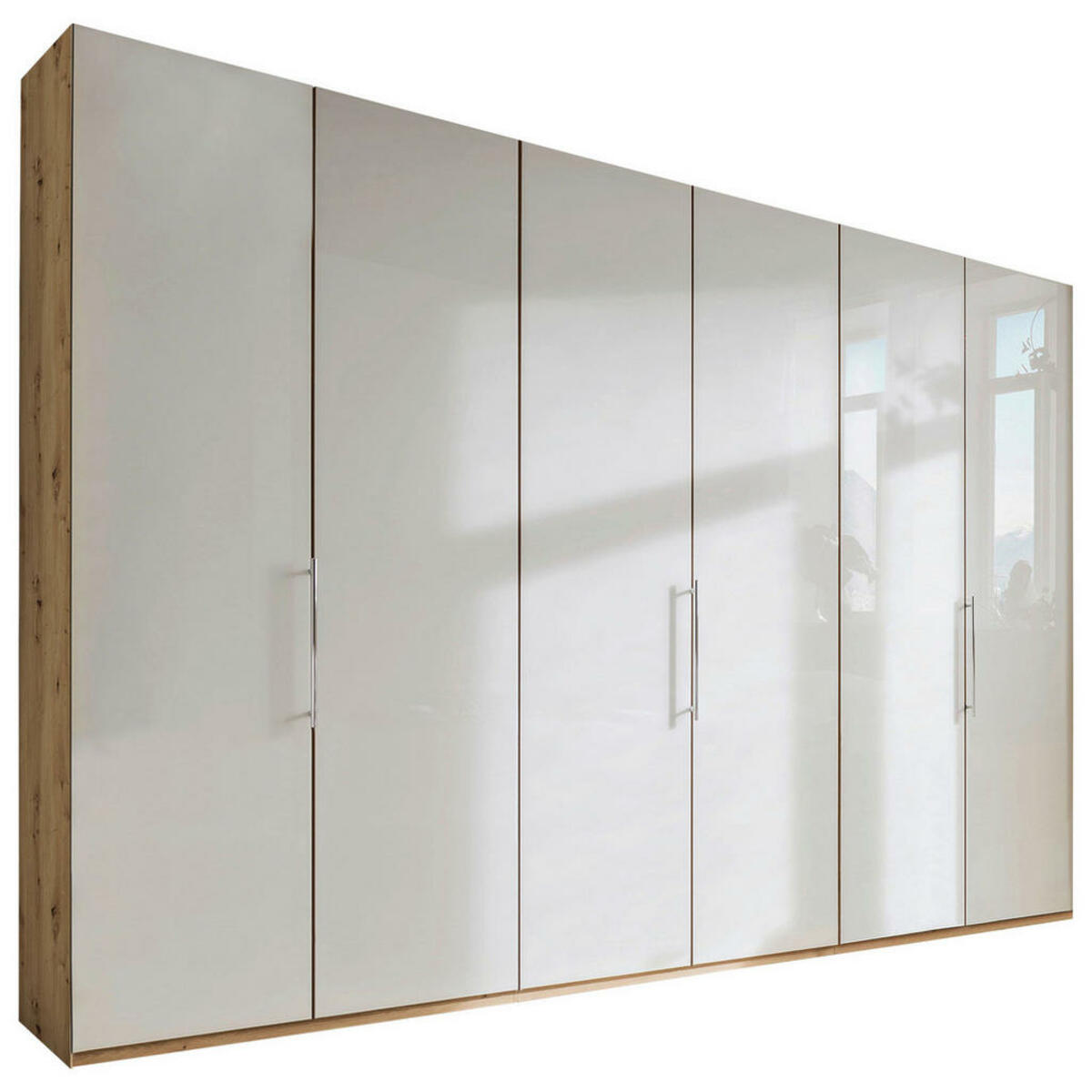 Bild 1 von Venda Falttürenschrank, Champagner, Eiche Bianco, Holzwerkstoff, 6 Fächer, 300x216x58 cm, ISO 9001, Typenauswahl, Beimöbel erhältlich, umfangreiches Zubehör in verschiedenen Größen Holzdekoren