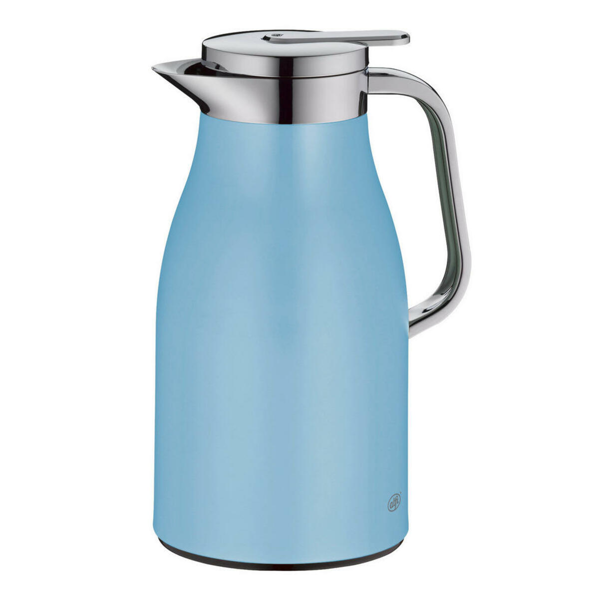 Bild 1 von Alfi Isolierkanne Skyline, Pastellblau, Metall, 1,0 L, doppelwandig, Ausgießer, lebensmittelecht, Glaskolben, abnehmbarer Deckel, Schraubverschluss, hält warm, kalt, schadstofffrei, Einhandbedienun