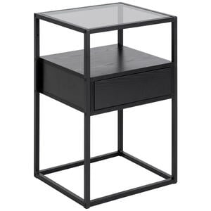 Mid.you Nachtschrank Actona Randolf, Schwarz, Metall, 1 Schubladen, 40x60x35 cm, Reach, Schlafzimmer, Nachttische