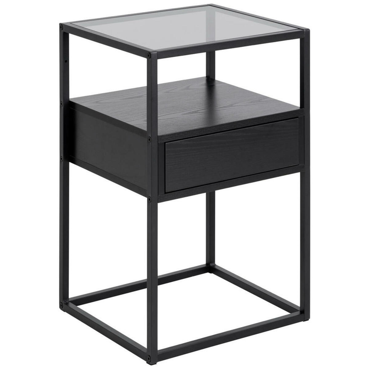 Bild 1 von Mid.you Nachtschrank Actona Randolf, Schwarz, Metall, 1 Schubladen, 40x60x35 cm, Reach, Schlafzimmer, Nachttische