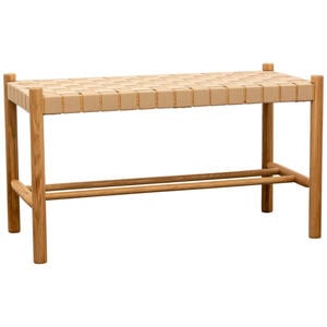 Mid.you Sitzbank, Natur, Holz, Textil, Eiche, massiv, 1-Sitzer, 81x45x35 cm, Esszimmer, Bänke, Sitzbänke