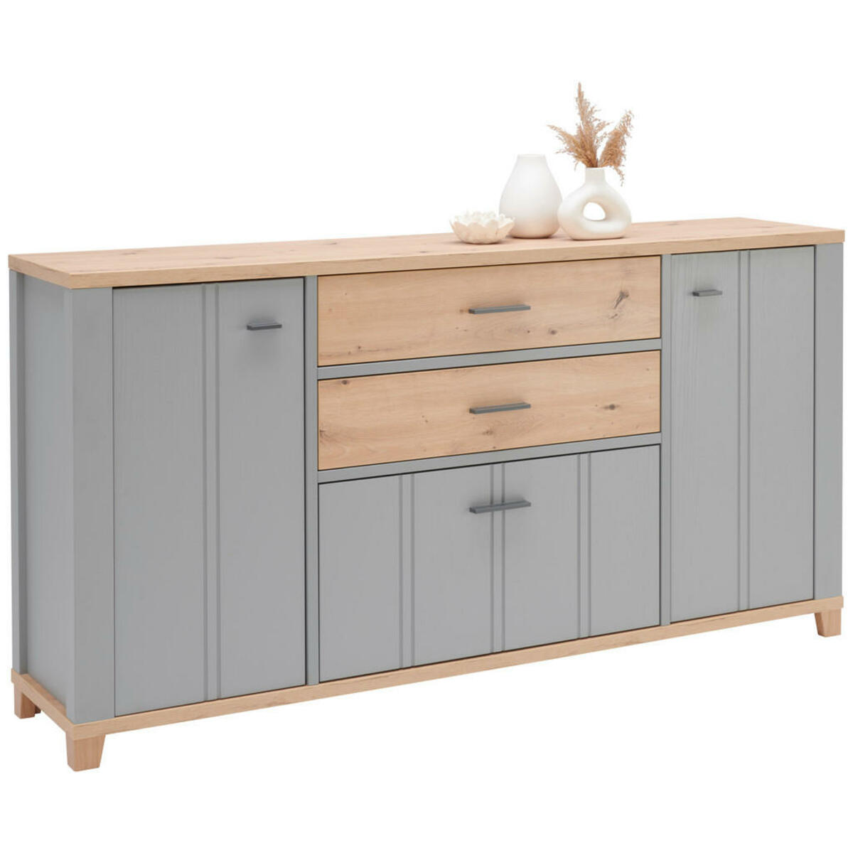 Bild 1 von Hom`in Sideboard, Grau, Eiche Artisan, Kunststoff, 2 Fächer, 2 Schubladen, 176x91x40 cm, Typenauswahl, Beimöbel erhältlich, stehend, Schlafzimmer, Schlafzimmer Kommoden