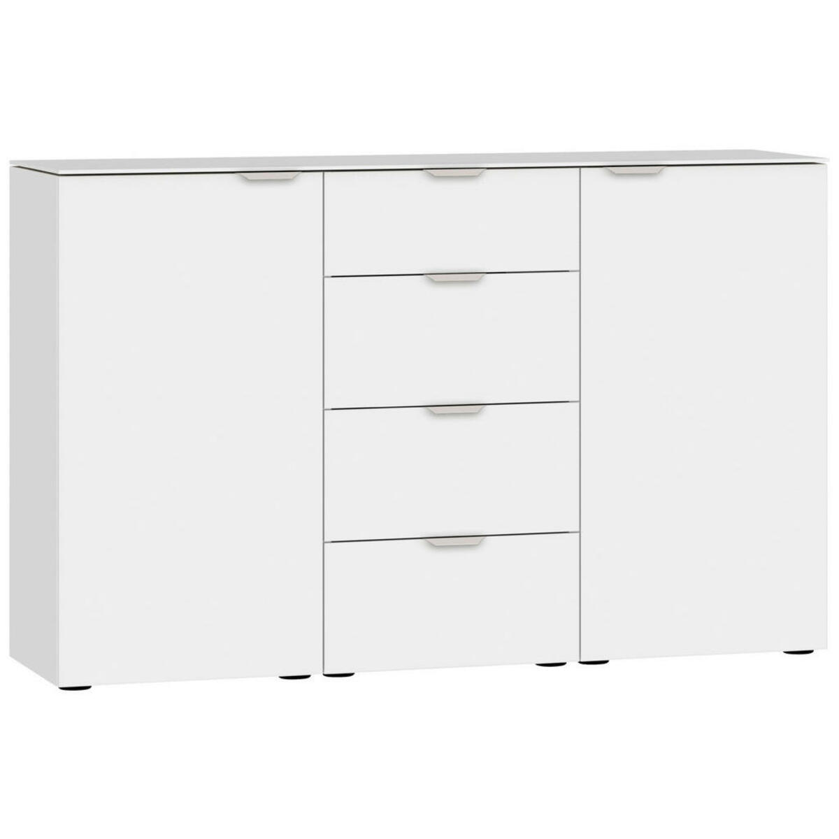 Bild 1 von Jutzler Sideboard, Weiß, Holzwerkstoff, 4 Fächer, 4 Schubladen, 135x87x43 cm, Typenauswahl, Beimöbel erhältlich, in verschiedenen Größen Abdeckplatte aus Glas, Schlafzimmer, Schlafzimmer Kommod