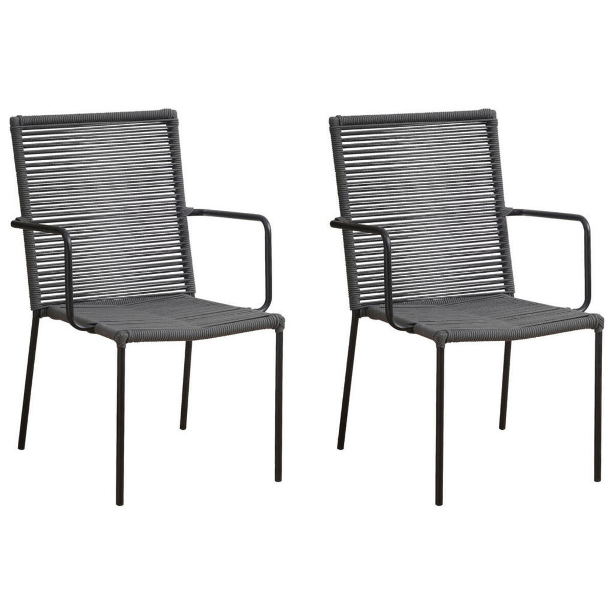 Bild 1 von Mid.you Gartensessel-Set, Anthrazit, Naturmaterialien, A-Form, 59x89x48 cm, inklusive Armlehnen, Gartenmöbel, Gartenstühle