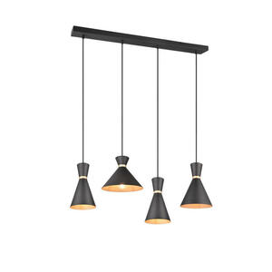 Marama Hängeleuchte, Schwarz, Gold, Metall, Uni,Uni, 25x150 cm, Lampen & Leuchten, Innenbeleuchtung, Hängelampen, Esstischlampen