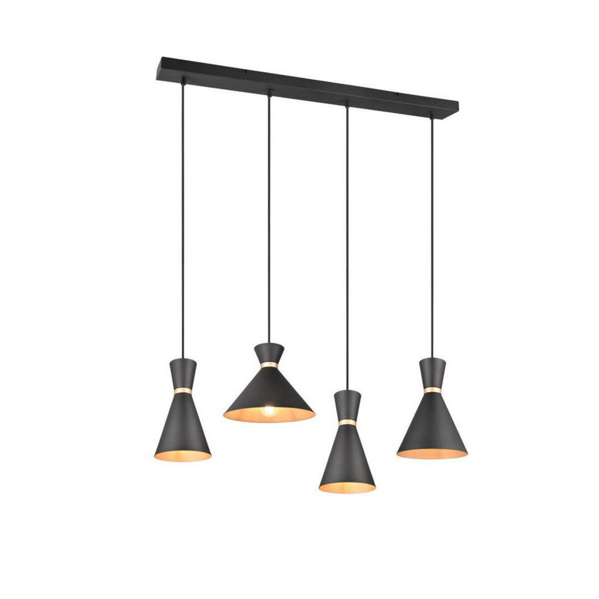 Bild 1 von Marama Hängeleuchte, Schwarz, Gold, Metall, Uni,Uni, 25x150 cm, Lampen & Leuchten, Innenbeleuchtung, Hängelampen, Esstischlampen