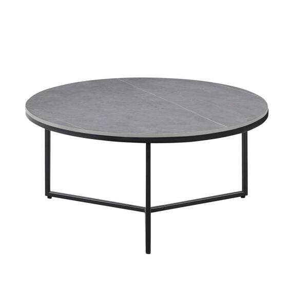 Bild 1 von Livetastic Couchtisch, Grau, Metall, Keramik, rund, Flachrohr, 80x37 cm, Wohnzimmer, Wohnzimmertische, Couchtische