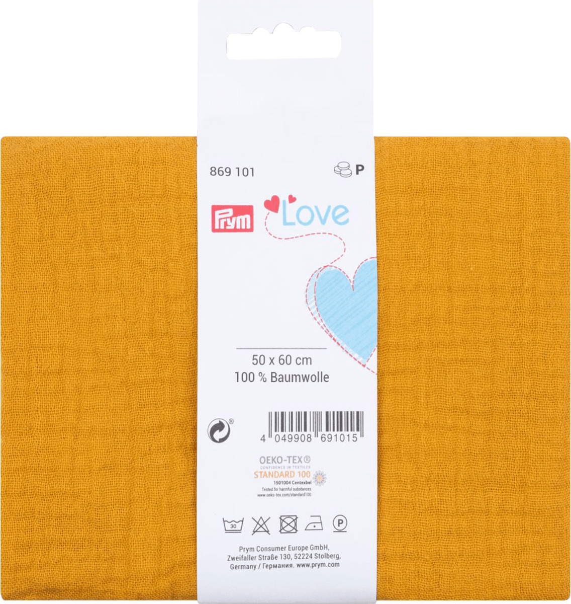 Bild 1 von Prym Stoffzuschnitt aus Musselin, gelb, 50 x 60 cm