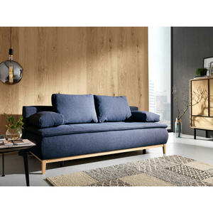 Carryhome Boxspringsofa, Dunkelblau, Textil, Buche, massiv, 2-Sitzer, Füllung: Schaumstoff, 202x78x93 cm, Stoffauswahl, Schlafen auf Sitzhöhe, Wohnzimmer, Sofas & Couches, Sofas