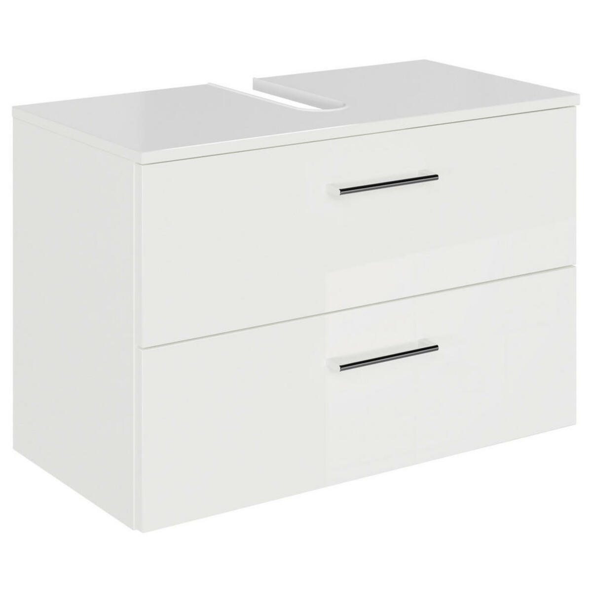 Bild 1 von Sadena Waschbeckenunterschrank M-Plan, Weiß Hochglanz, Metall, 2 Schubladen, 75x49.8x38.3 cm, Goldenes M, Made in Germany, Zusatzausstattung erhältlich, hängend, Typenauswahl, Badezimmer, Badezimm