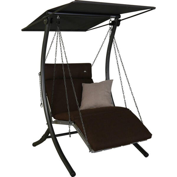 Bild 1 von Boxxx Hollywoodschaukel, Braun, Beige, Metall, Füllung: Schaumstoff,Schaumstoff, Vlies, 100x160x145 cm, Rückenlehne umklappbar, Gartenmöbel, Hollywoodschaukeln