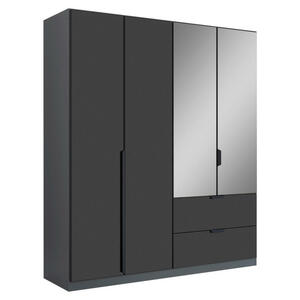 Carryhome Kleiderschrank, Grau, Dunkelgrau, Holzwerkstoff, 2 Fächer, 2 Schubladen, 181x210x54 cm, Blauer Engel, Made in Germany, Typenauswahl, in verschiedenen Größen erhältlich, Holzdekoren erh