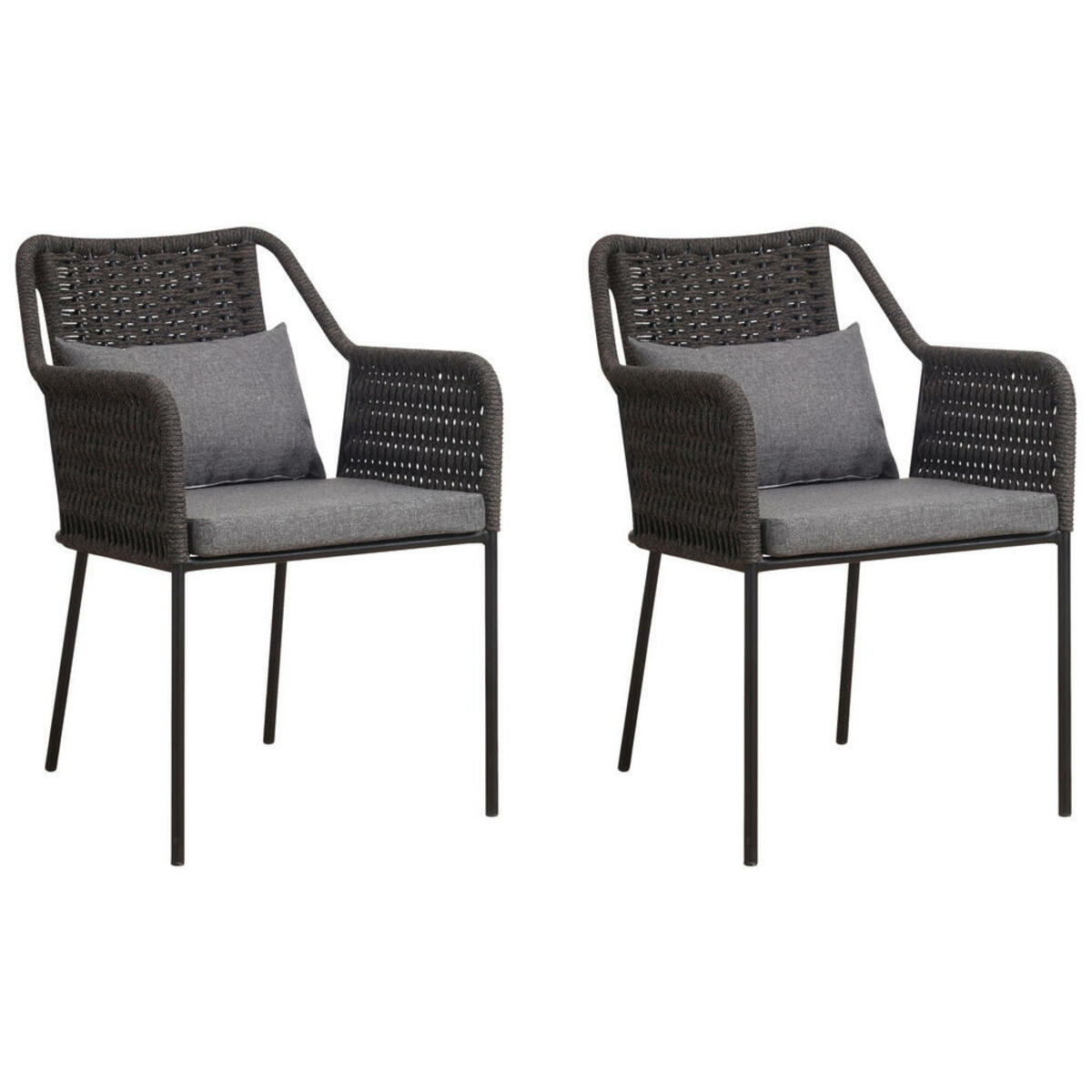 Bild 1 von Mid.you Gartensessel-Set, Anthrazit, Naturmaterialien, Füllung: Schaumstoffflocken, 55x80x47 cm, Gartenmöbel, Gartenstühle