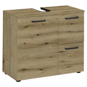 Mid.you Waschbeckenunterschrank, Eiche, Kunststoff, 1 Fächer, 2 Schubladen, 70 cm, Made in EU, stehend, Badezimmer, Badezimmerschränke, Waschbeckenunterschränke