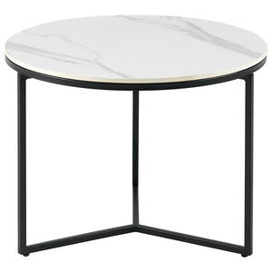 Livetastic Couchtisch, Weiß, Metall, Keramik, rund, Flachrohr, 60x45 cm, Wohnzimmer, Wohnzimmertische, Couchtische