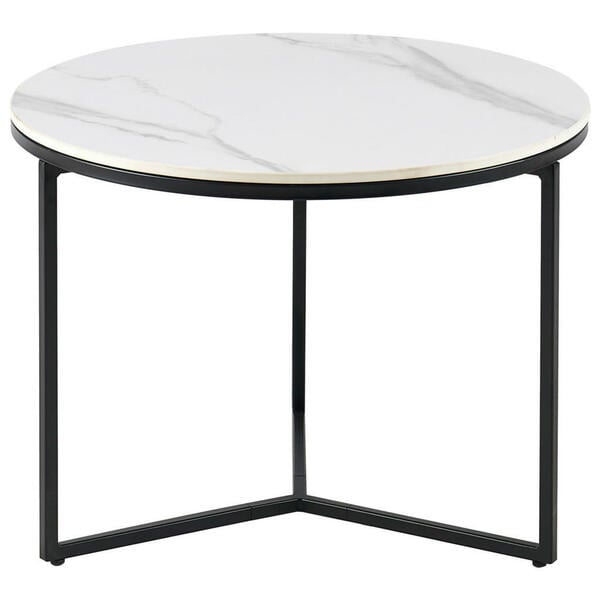 Bild 1 von Livetastic Couchtisch, Weiß, Metall, Keramik, rund, Flachrohr, 60x45 cm, Wohnzimmer, Wohnzimmertische, Couchtische