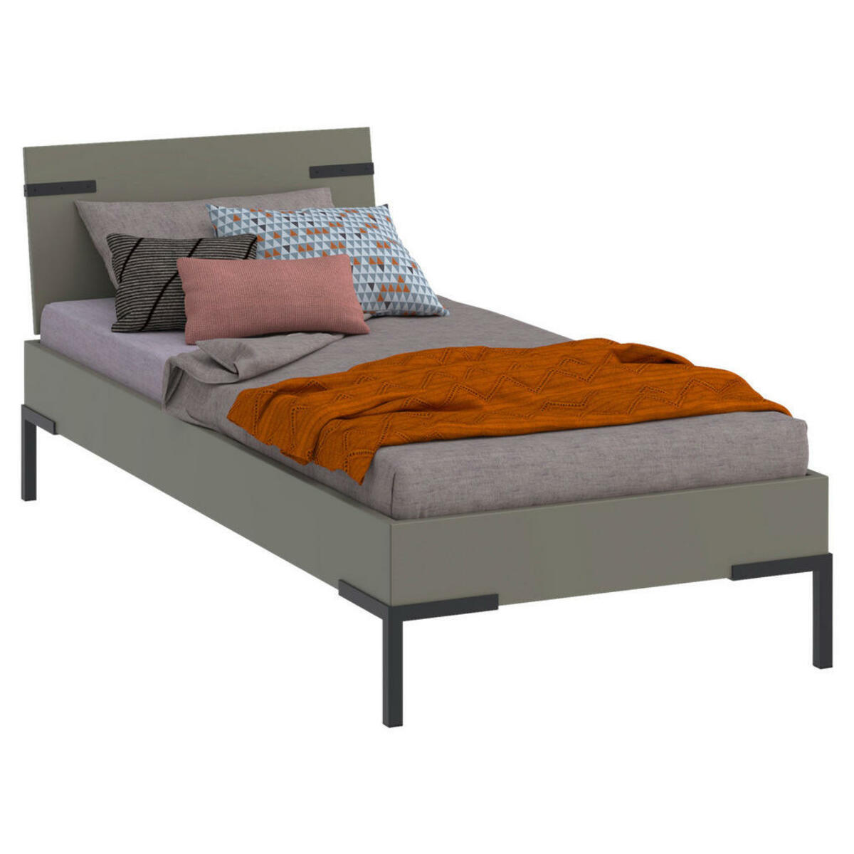 Bild 1 von Xora Bett Primolar, Grau, Grün, Metall, 90x200 cm, in verschiedenen Holzdekoren erhältlich, Größen für Lattenrost geeignet, Schlafzimmer, Betten, Einzelbetten