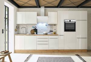 Küchenzeile Bema mit Geräten B: 370 cm Weiß, modern, Weiß, Weiß Hochglanz