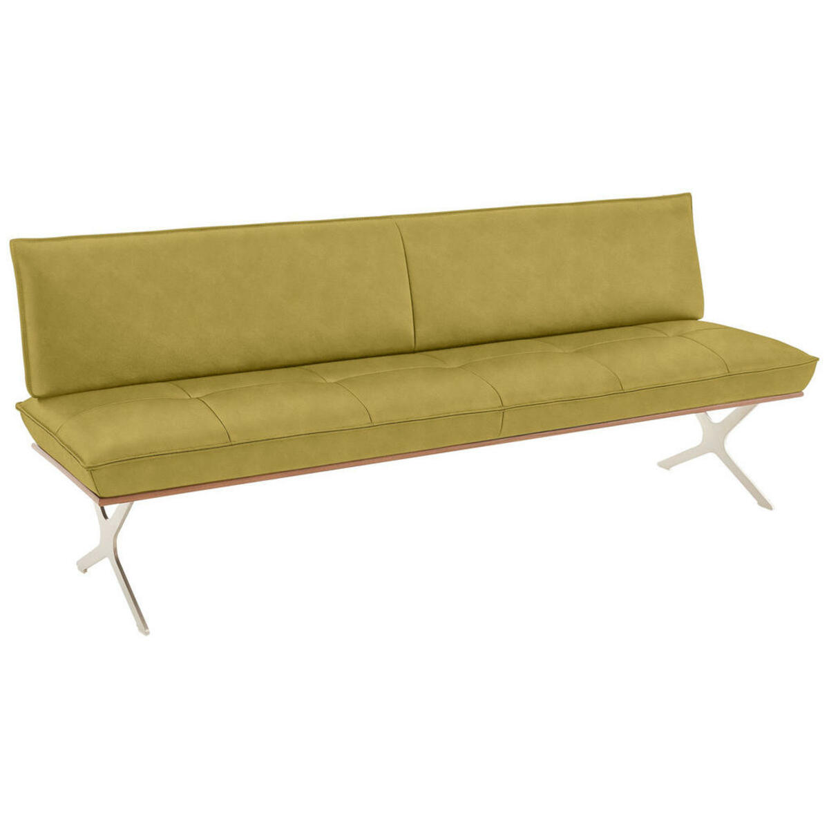Bild 1 von Koinor Sitzbank, Edelstahl, Hellgrün, Holz, Metall, Leder, Echtleder, Büffelleder, Nussbaum, furniert, 3-Sitzer, 214x88x66 cm, Dgm, Goldenes M, Lederauswahl, Stoffauswahl, Typenauswahl, mit Rücken