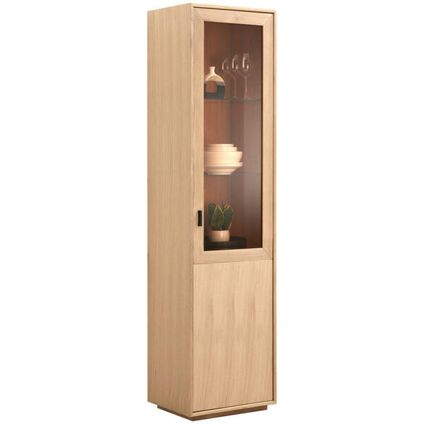 Bild 1 von Linea Natura Vitrine, Eiche Bianco, Metall, Eiche, furniert, teilmassiv, 5 Fächer, 50x196x40 cm, Beimöbel erhältlich, stehend, Esszimmer, Vitrinen