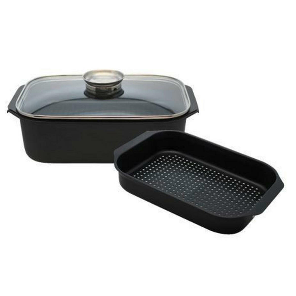 Bild 1 von ELO Bräter Bräter, Schwarz, Metall, 7 L, rund, 27x14x40.5 cm, backofengeeignet,backofengeeignet, Dämpfeinsatz, antihaftbeschichtet, Kochen, Töpfe, Schmortöpfe