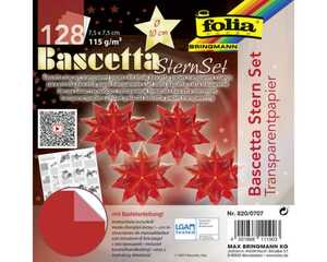 Folia Bascetta Stern-Set 7,5 x 7,5 cm 115 g/m² 4x rot/transparent 128 Blatt