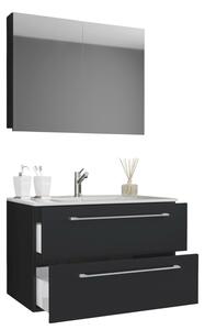 Badezimmer Badinos 3-teilig Schwarz B: 80 cm, Schwarz