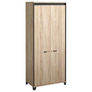 Mid.you Schrank Mambo, Schwarz, Eiche, Holzwerkstoff, Holzoptik, 5 Fächer, 80x187x46 cm, Pefc, DIN EN ISO 14001, DIN EN ISO 9001, Made in Europe, Beimöbel erhältlich, Schlafzimmer, Kleiderschränk