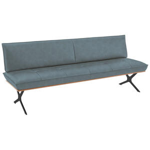 Koinor Sitzbank, Schwarz, Graublau, Holz, Metall, Leder, Echtleder, Büffelleder, Nussbaum, furniert, 3-Sitzer, 214x88x66 cm, Goldenes M, Dgm, Fußauswahl, Lederauswahl, Stoffauswahl, Typenauswahl, m