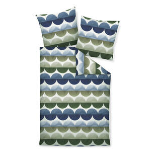 Janine Bettwäsche, Blau, Grün, Weiß, Textil, Graphik, 200 cm, Textiles Vertrauen - Oeko-Tex®, bügelfrei, pflegeleicht, atmungsaktiv, hautfreundlich, saugfähig, schadstoffgeprüft, Schlaftextili
