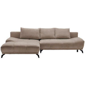 Hom`in Ecksofa, Hellbraun, Textil, 5-Sitzer, Füllung: Schaumstoff, Ottomane links, L-Form, 290x182 cm, Stoffauswahl, seitenverkehrt erhältlich, Schlafen auf Sitzhöhe, Wohnzimmer, Sofas & Couches,