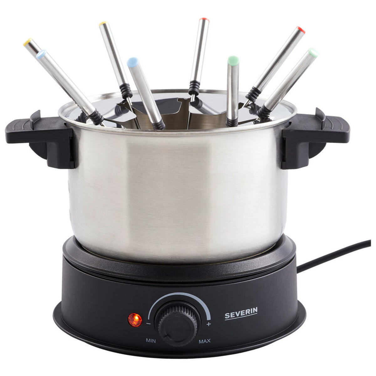 Bild 1 von Severin Fondueset FO 2470, Schwarz, Metall, Kunststoff, 23.5x25.5 cm, regelbares Thermostat, leichte Reinigung, Spritzschutz mit integrierter Gabelhalterung, Küchengeräte, Sonstige Küchengeräte