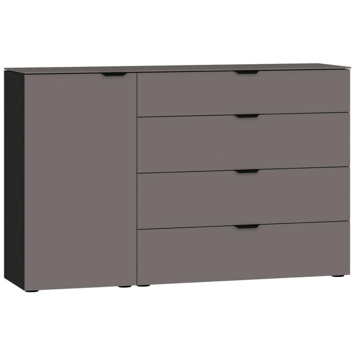 Bild 1 von Jutzler Sideboard, Schwarz, Dunkelgrau, Holzwerkstoff, 2 Fächer, 4 Schubladen, 135x87x43 cm, Typenauswahl, Beimöbel erhältlich, in verschiedenen Holzarten Größen Holzdekoren erhältlich, Schlafz