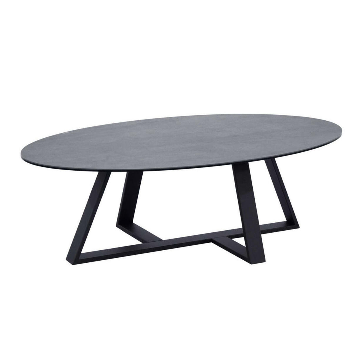 Novel Couchtisch, Grau, Schwarz, Metall, Glas, Keramik, oval, eckig