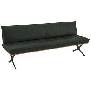 Koinor Sitzbank, Schwarz, Dunkelgrün, Holz, Metall, Leder, Echtleder, Büffelleder, Nussbaum, furniert, 3-Sitzer, 214x88x66 cm, Goldenes M, Dgm, Fußauswahl, Lederauswahl, Stoffauswahl, Typenauswahl