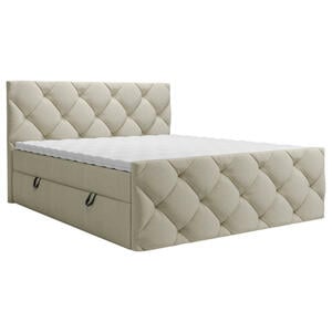 Carryhome Boxbett, Beige, Textil, H3, Höhe ca. 20 cm, 180x200 cm, Bettkasten, gepolstertes Kopfteil, Topper durchgehend, in verschiedenen Größen erhältlich, Schlafzimmer, Betten, Doppelbetten