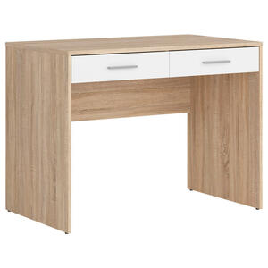 Schreibtisch, Weiß, Sonoma Eiche, Kunststoff, 2 Schubladen, rechteckig, Wange, 59x76 cm, Arbeitszimmer, Schreibtische, Bürotische