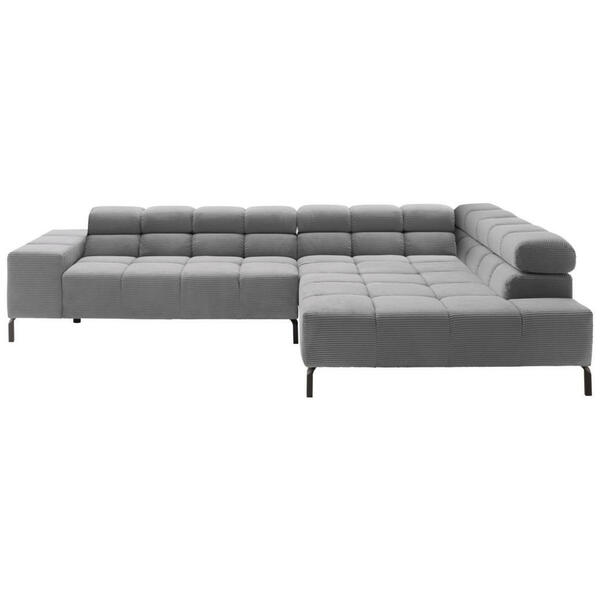 Bild 1 von Hom`in Ecksofa, Dunkelgrau, Textil, 4-Sitzer, Ottomane rechts, L-Form, 321x216 cm, Typenauswahl, Fußauswahl, Lederauswahl, Stoffauswahl, seitenverkehrt erhältlich, Hocker Rücken echt, elektrischer