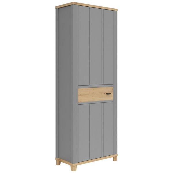 Bild 1 von Hom`in Garderobenschrank, Grau, Eiche Artisan, Holzwerkstoff, 4 Fächer, 74x203x38 cm, Beimöbel erhältlich, Garderobe, Garderobenschränke