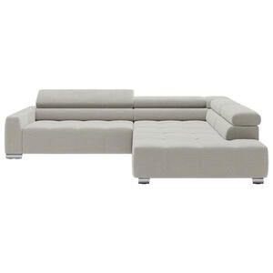 Hom`in Ecksofa, Hellgrau, Textil, 4-Sitzer, Ottomane rechts, L-Form, 311x219 cm, Typenauswahl, Fußauswahl, Lederauswahl, Stoffauswahl, seitenverkehrt erhältlich, Hocker Rücken echt, Wohnzimmer, So