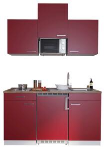 MINIKÜCHE 150 cm Rot/Nussbaum Dekor, Rot